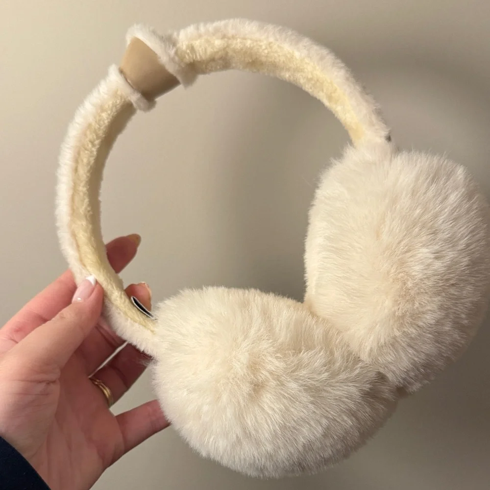 Aspen White Fluffy Ear Muff Headband